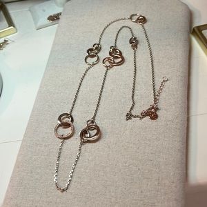 NWOT WHBM long gold chain with silver, rose gold and gold circle design